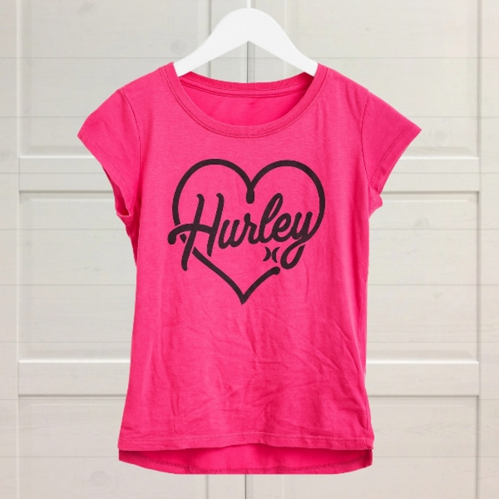 Hurley Kids Pink Heart Tee Size 7-8 Fun Athletic Girly Sporty